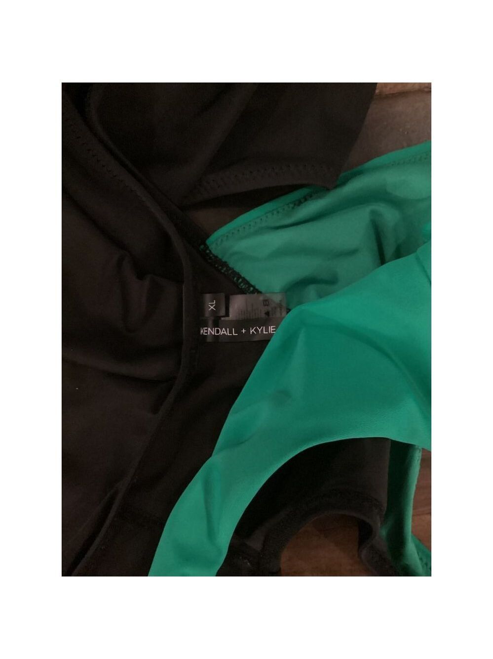 𝅺Kendall And Kylie Black And Green Bandeau One Piece Swimsuit Size XL - Picture 9 of 9